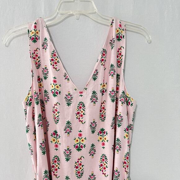 Ann Taylor Pink Floral Linen Blend Tie Waist Sheath Dress Size 10 Pockets Lined - Picture 4 of 14